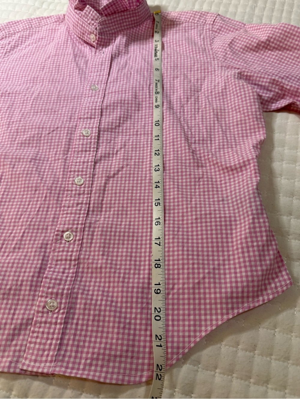 Upcycled Ralph Lauren Light Pink Gingham Ruffle Collar Button-Up - Picture 8 of 11